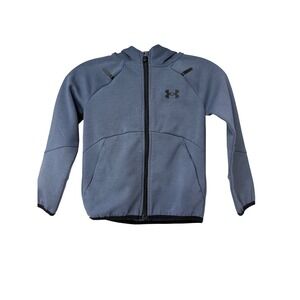 Under Armour Boys Hoodie Size 5 Blue Full‎ Zip Hooded Sweatshirt Athleisure